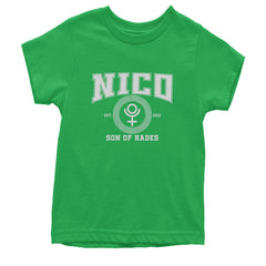 Nico Son of Hades Underworld Crest Youth T-shirt Kelly Green