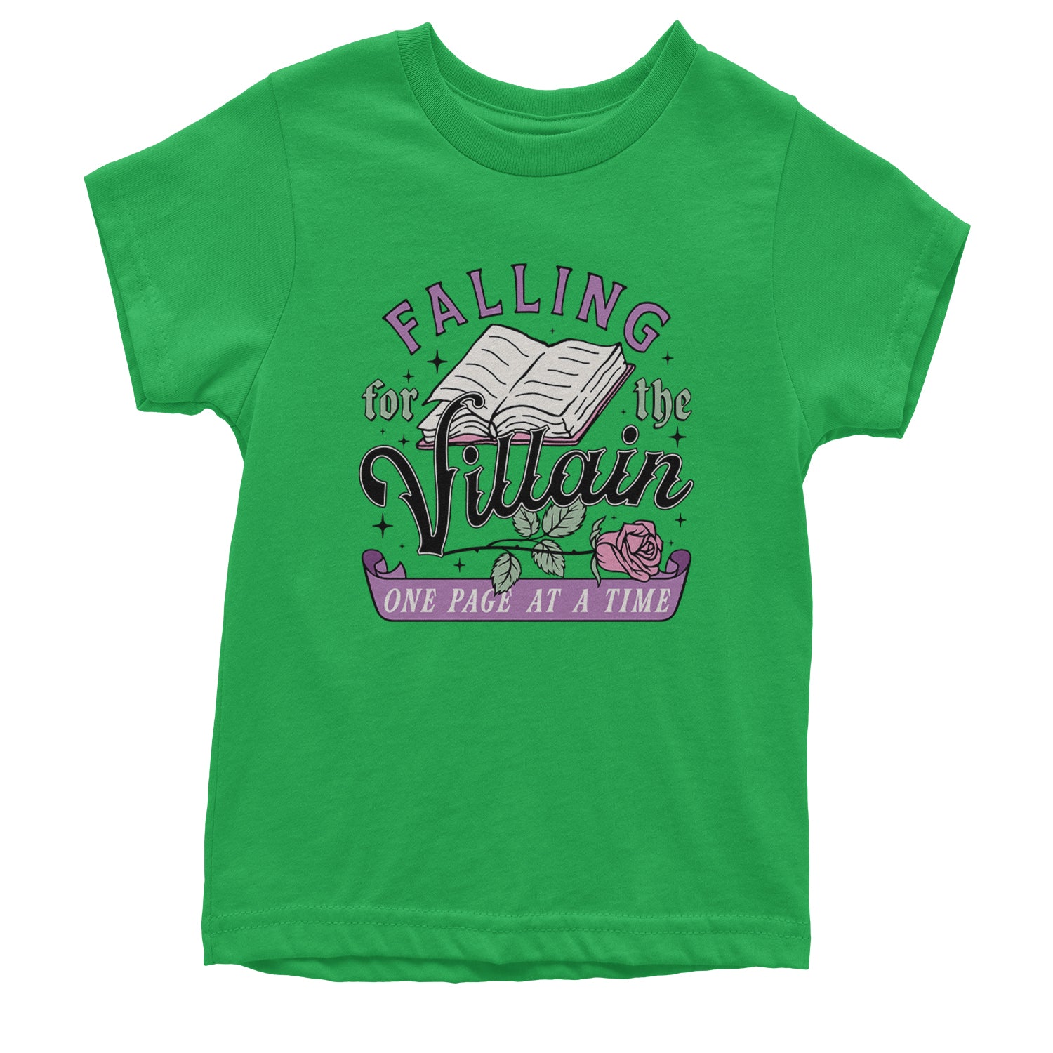 Falling For The Villain One Page At A Time Youth T-shirt Kelly Green