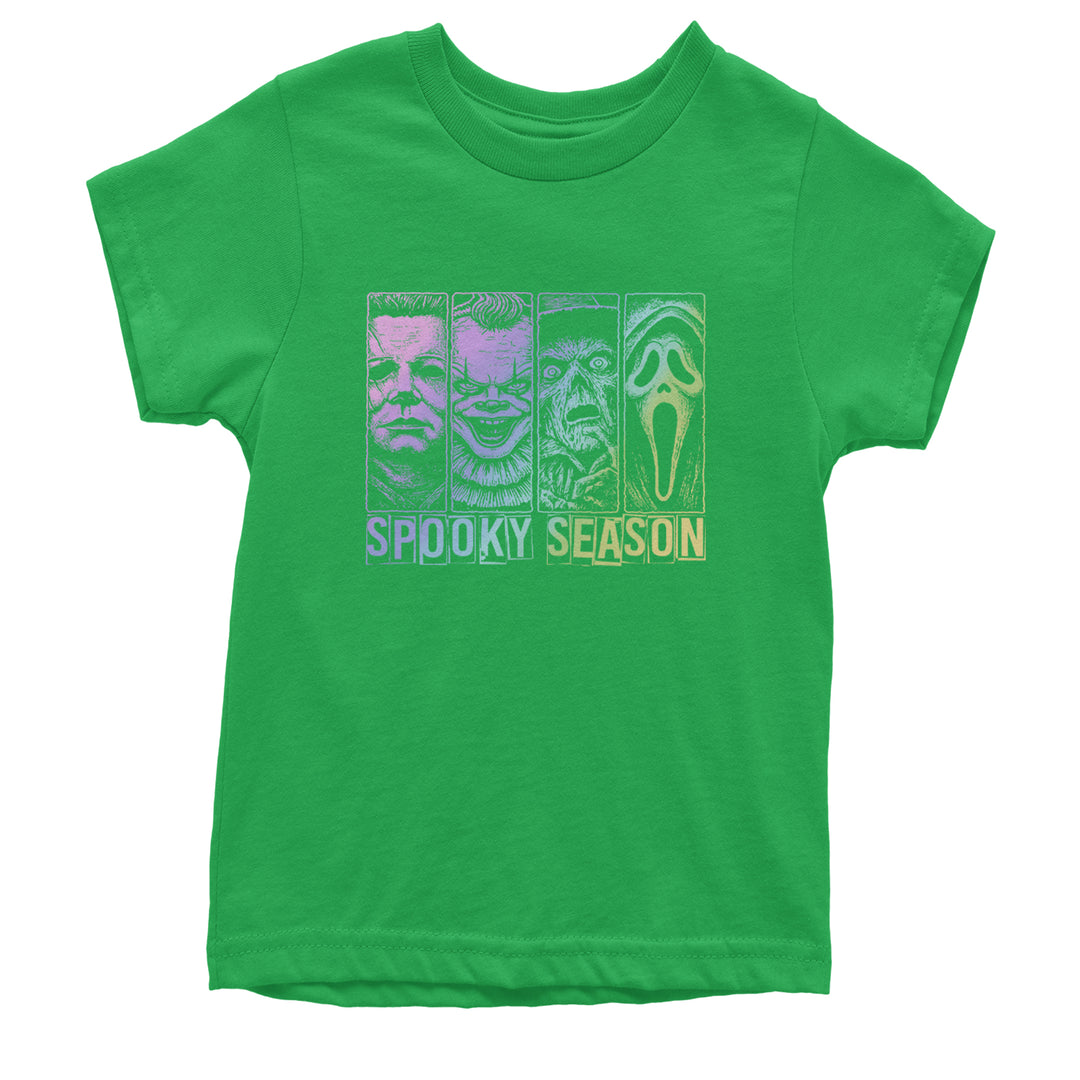 Spooky Season Horror Icons Halloween Youth T-shirt Kelly Green