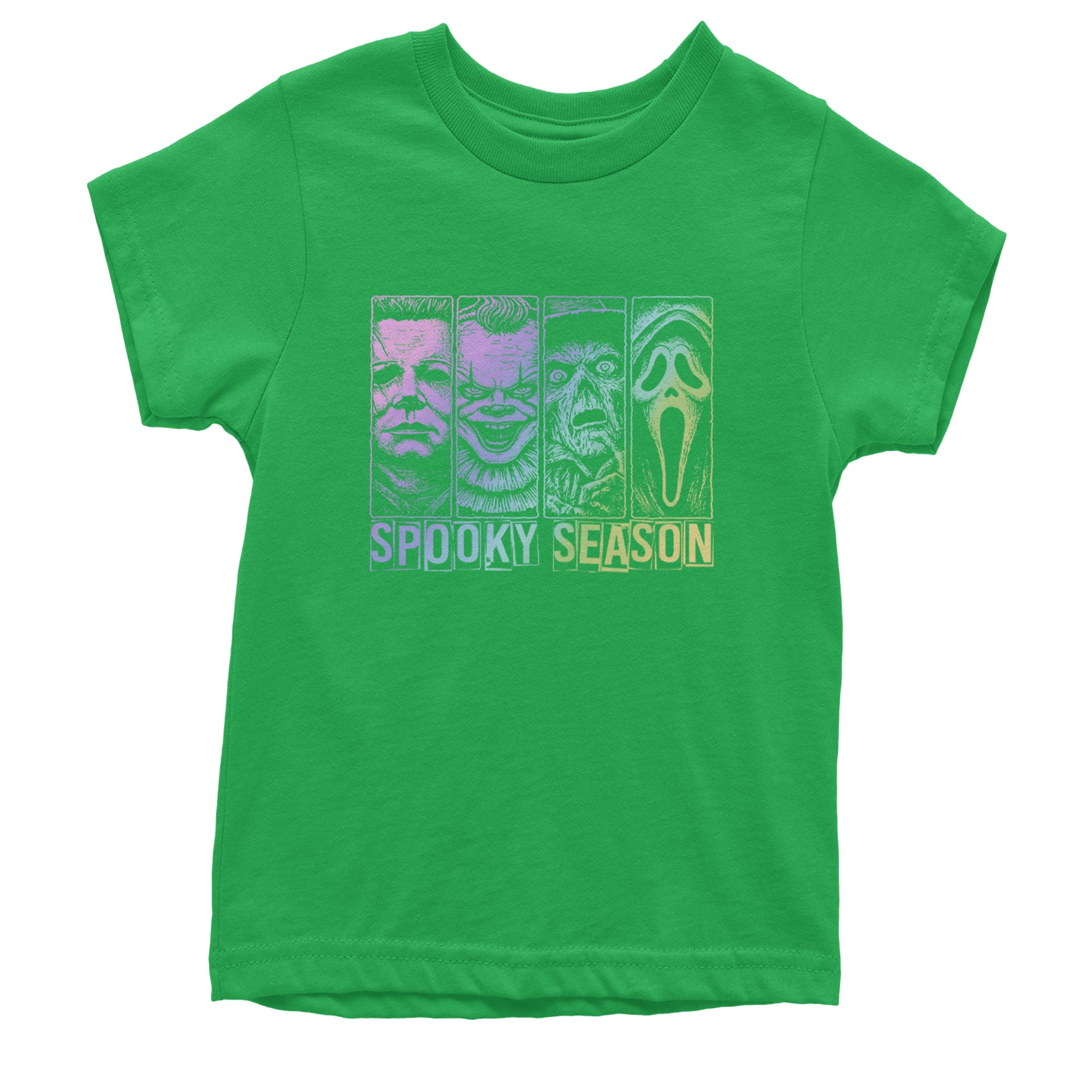 Spooky Season Horror Icons Halloween Youth T-shirt Kelly Green
