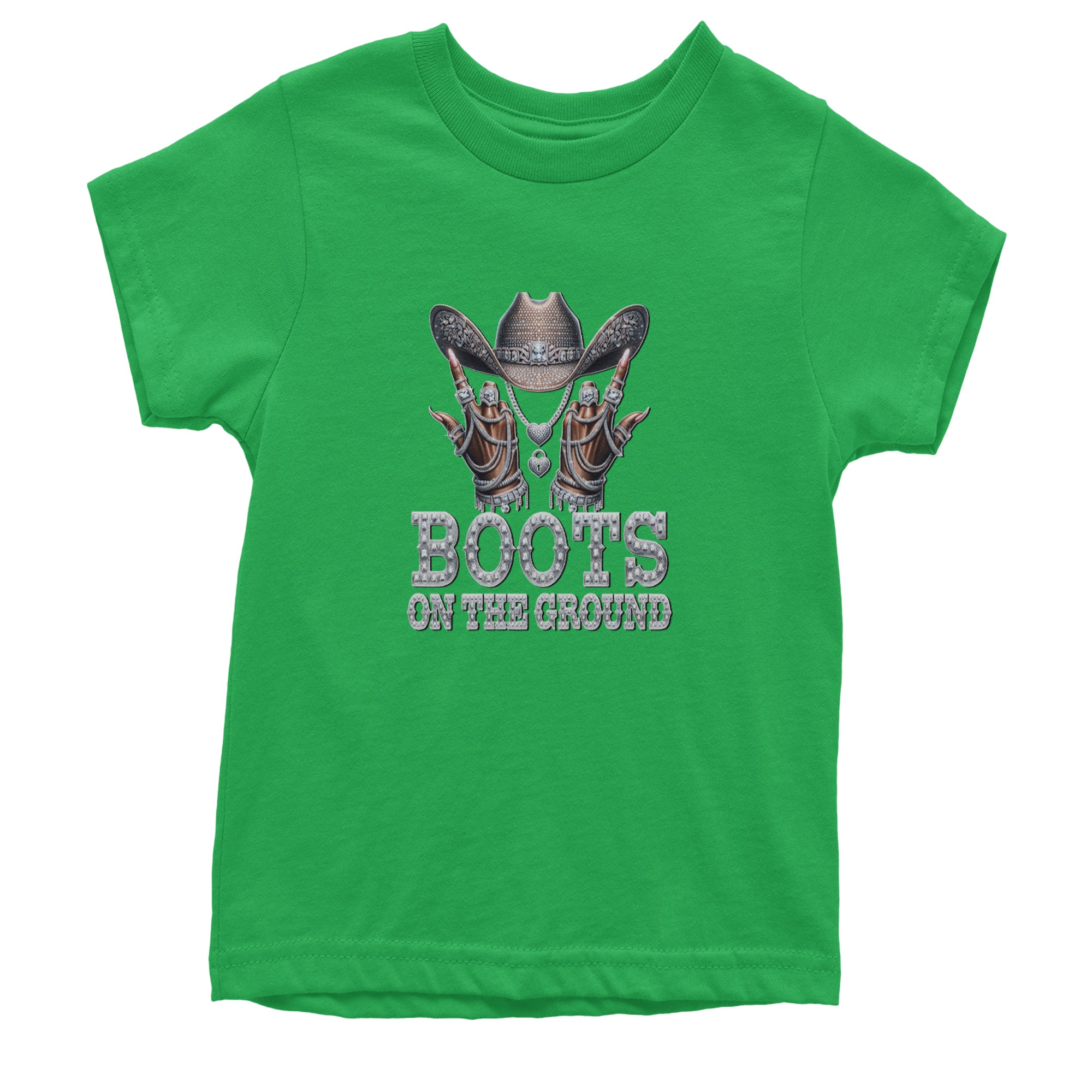 Boots On The Ground Bling Youth T-shirt Kelly Green