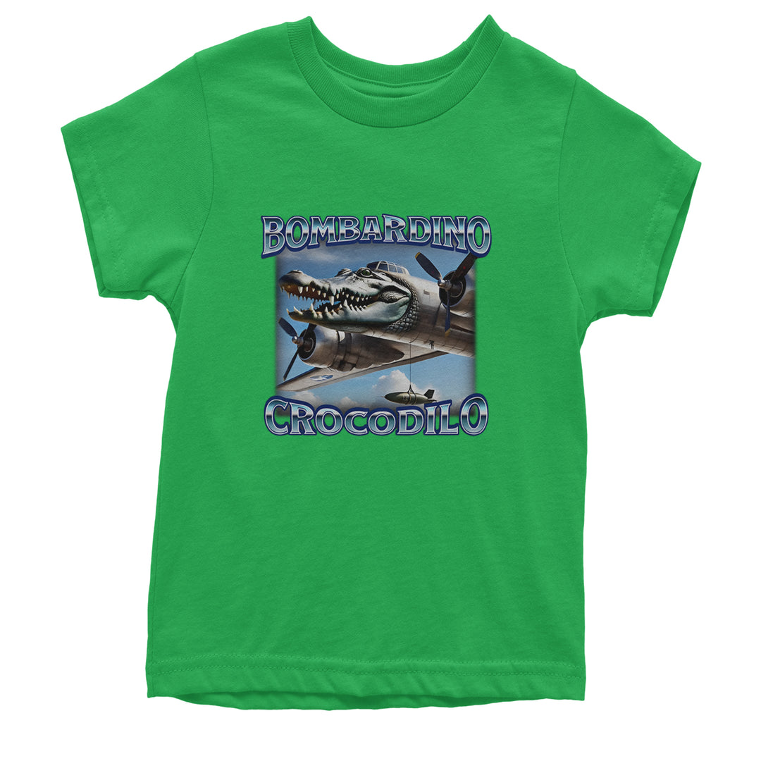 Bombardino Crocodilo Brainrot Youth T-shirt Kelly Green