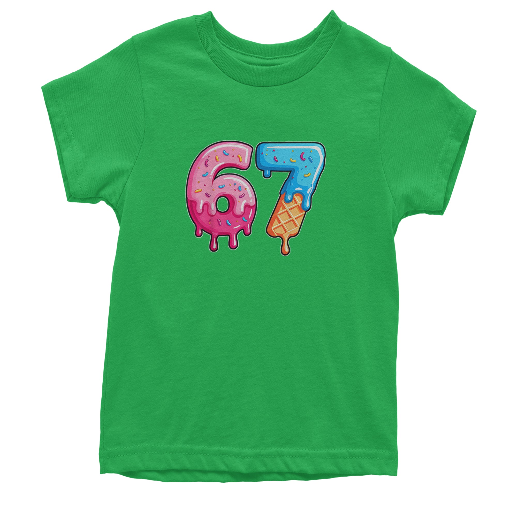 67 Dripping Ice Cream Donut Melt Youth T-shirt Kelly Green