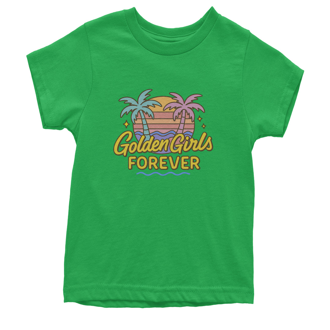 Golden Girls Forever Retro Sunset Youth T-shirt Kelly Green