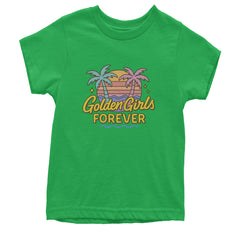 Golden Girls Forever Retro Sunset Youth T-shirt Kelly Green