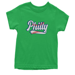 Philly Baseball Stitching graphic on Kids' Heavyweight Cotton T-Shirt in Kelly Green