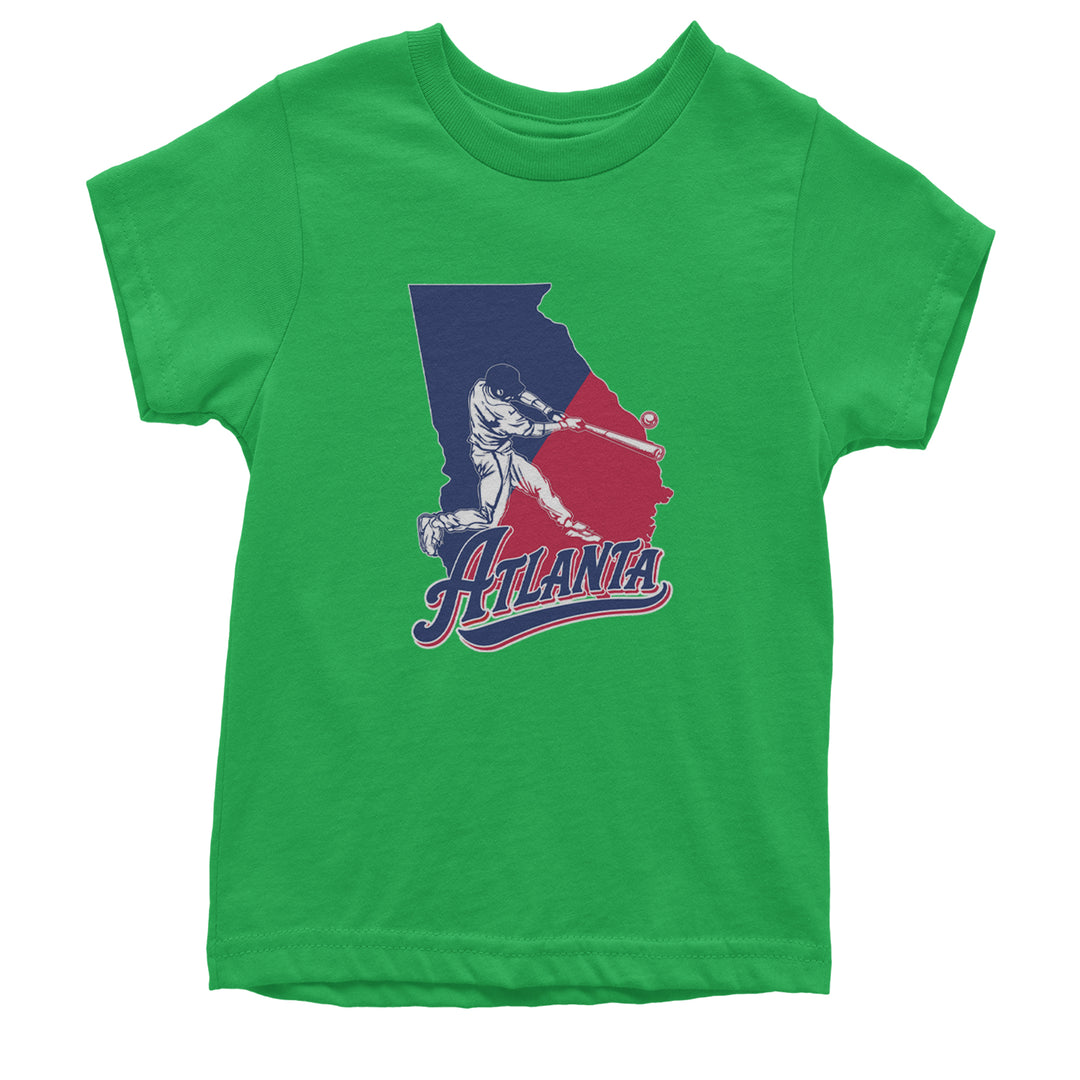 Atlanta Georgia Batter Up Youth T-shirt Kelly Green