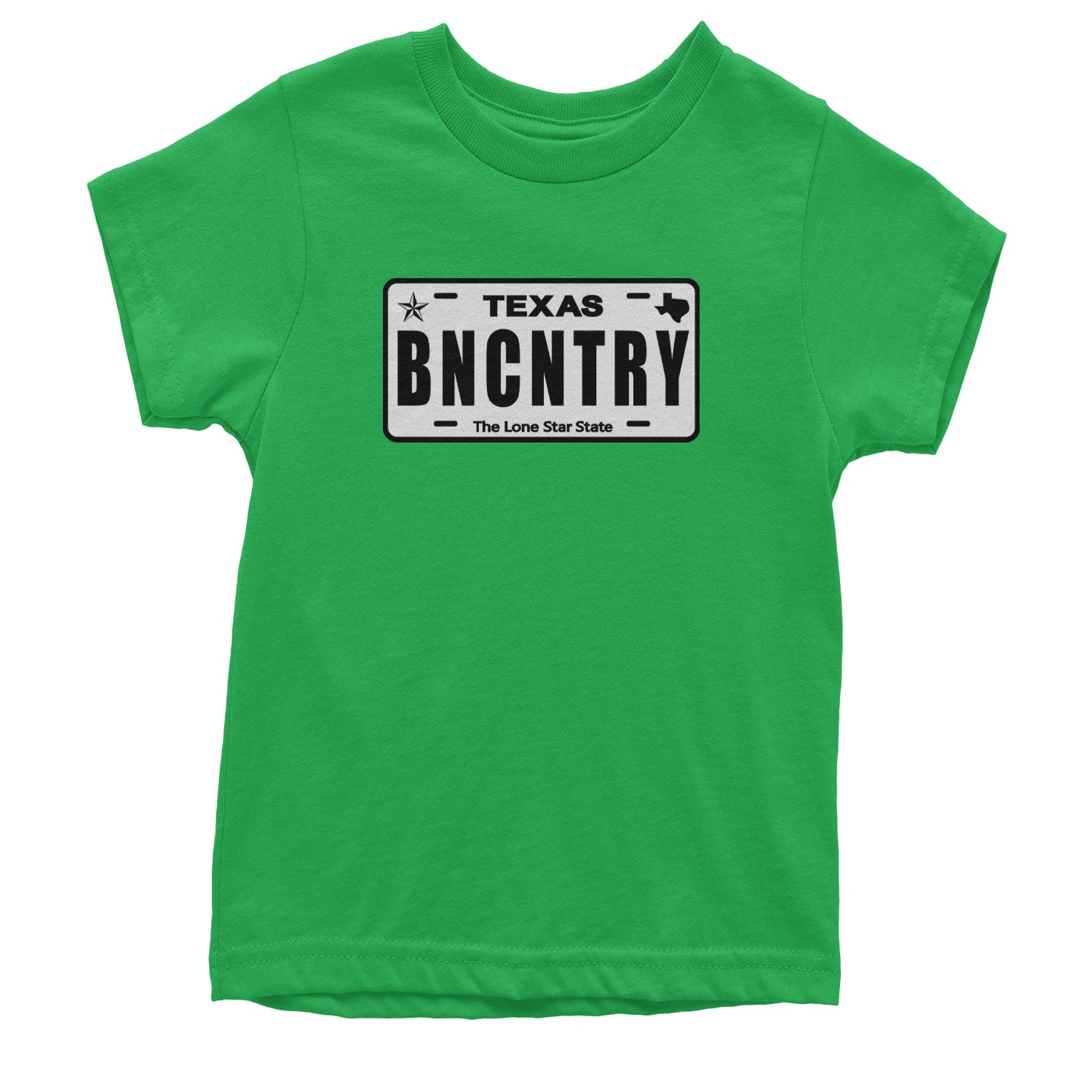 Texas License Plate BNCNTRY Youth T-shirt Kelly Green