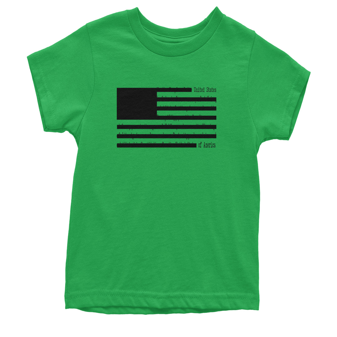 Redacted American Flag Youth T-shirt Kelly Green