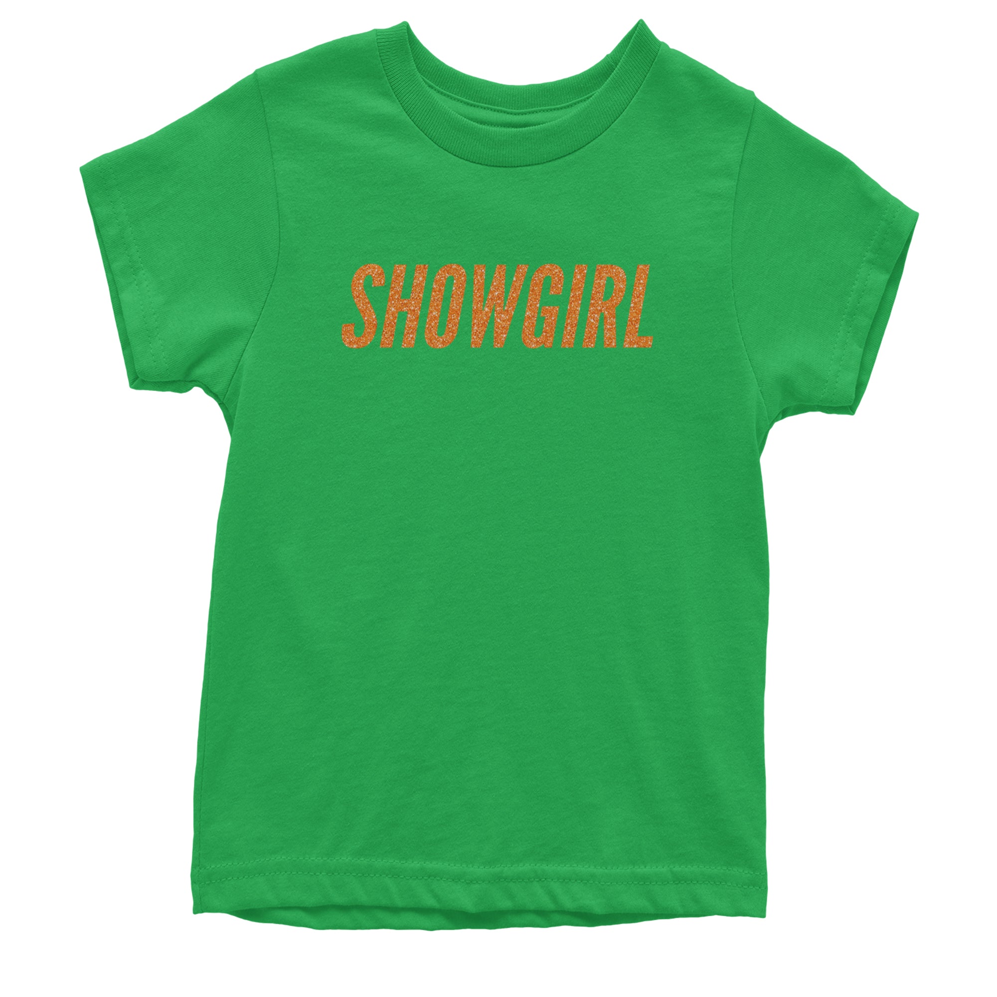 Showgirl Orange Glitter Youth T-shirt Kelly Green