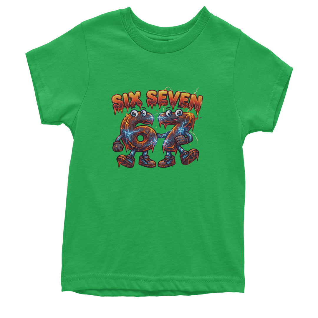 67 Lava Lightning Six Seven Meme Youth T-shirt Kelly Green
