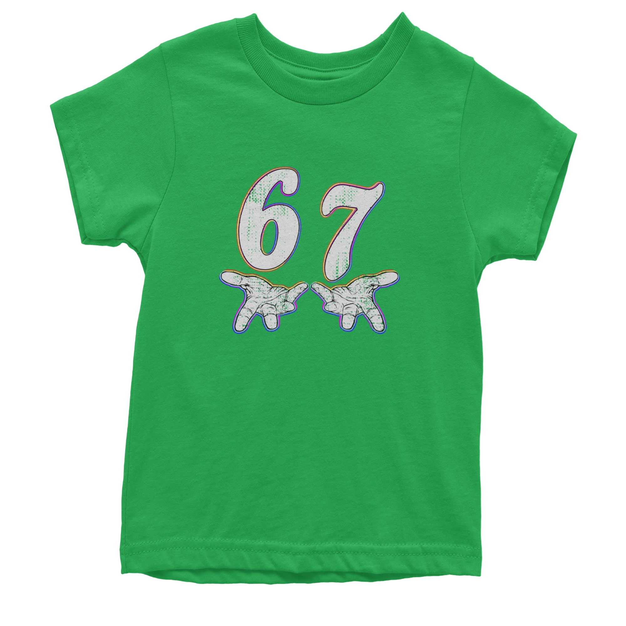 67 Hands Meme Viral Drill Youth T-shirt Kelly Green