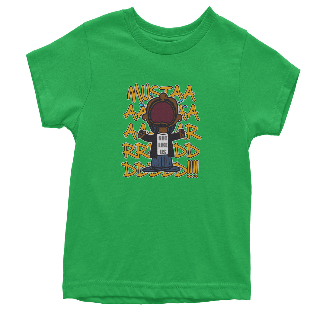 MUSTARD! Not Like Us Tv Off graphic on Kids' Heavyweight Cotton T-Shirt in Kelly Green