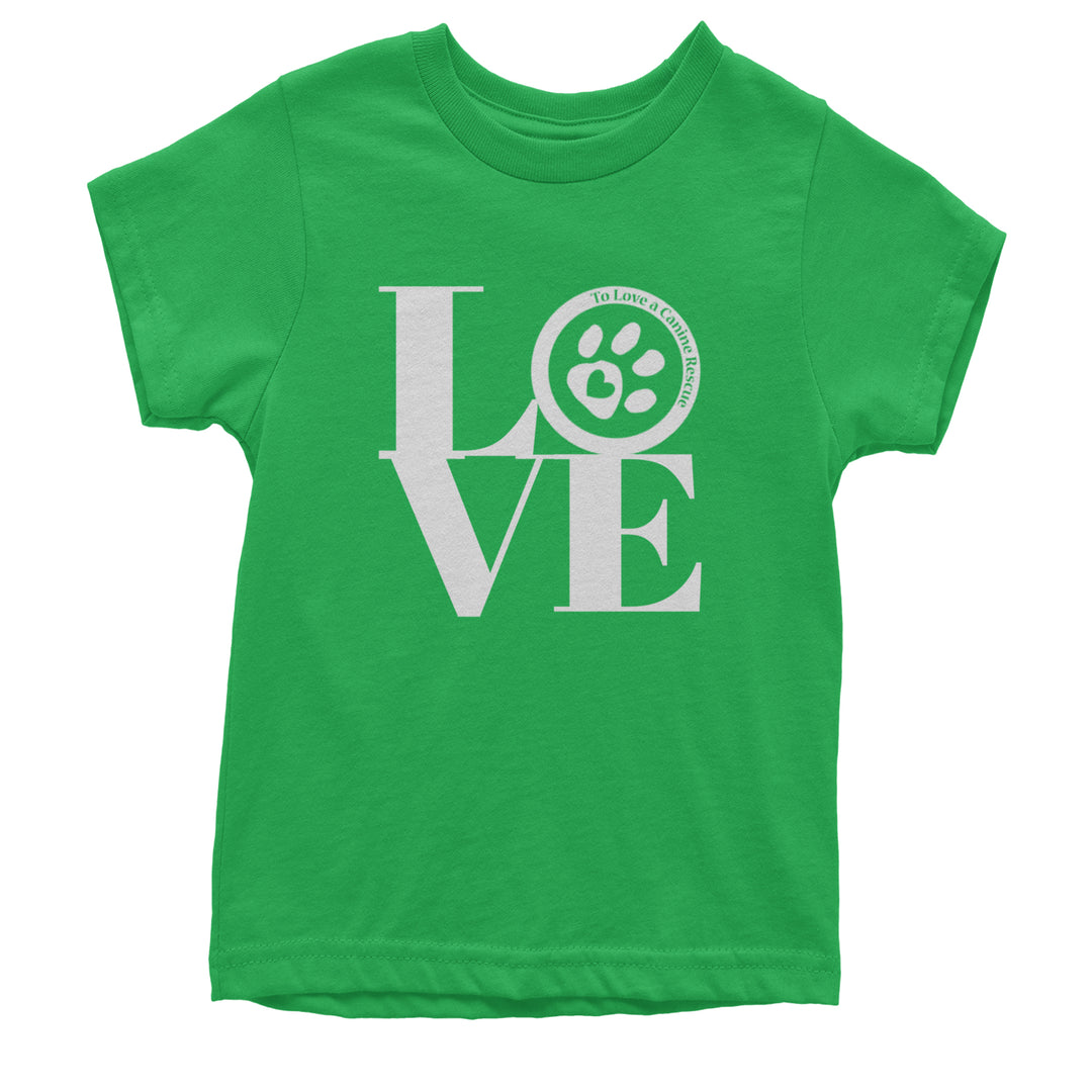 TLC LOVE Dog Rescue Youth T-shirt Kelly Green
