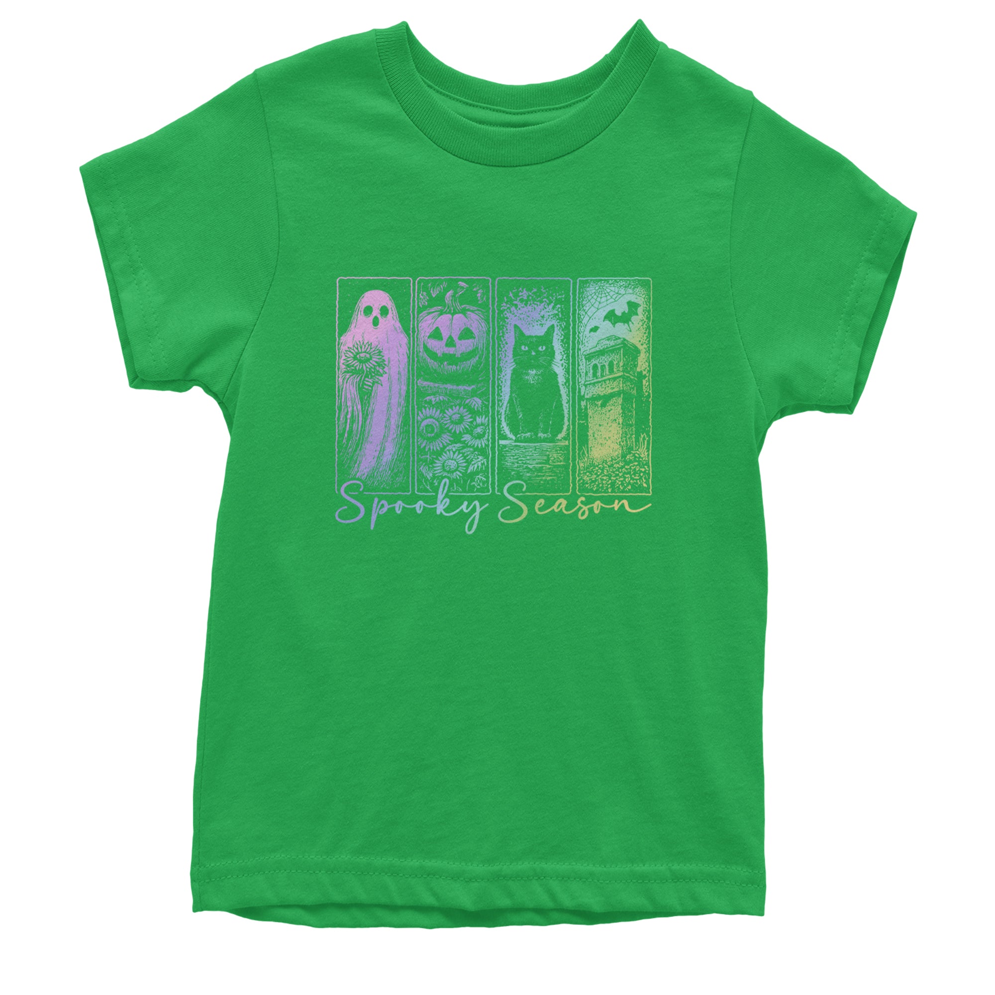 Spooky Season Cute Pastel Halloween Design Youth T-shirt Kelly Green