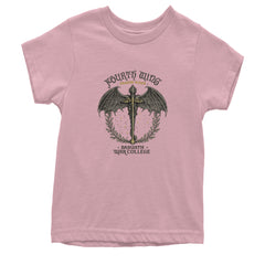 Fourth Wing Dragon Rider Vintage Basgiath War College Youth T-shirt Light Pink