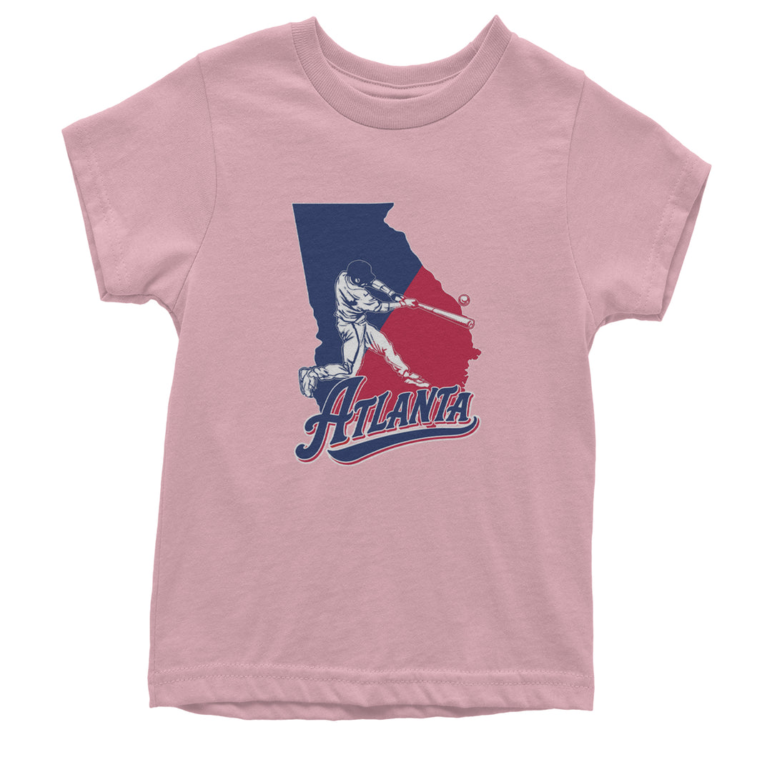 Atlanta Georgia Batter Up Youth T-shirt Light Pink