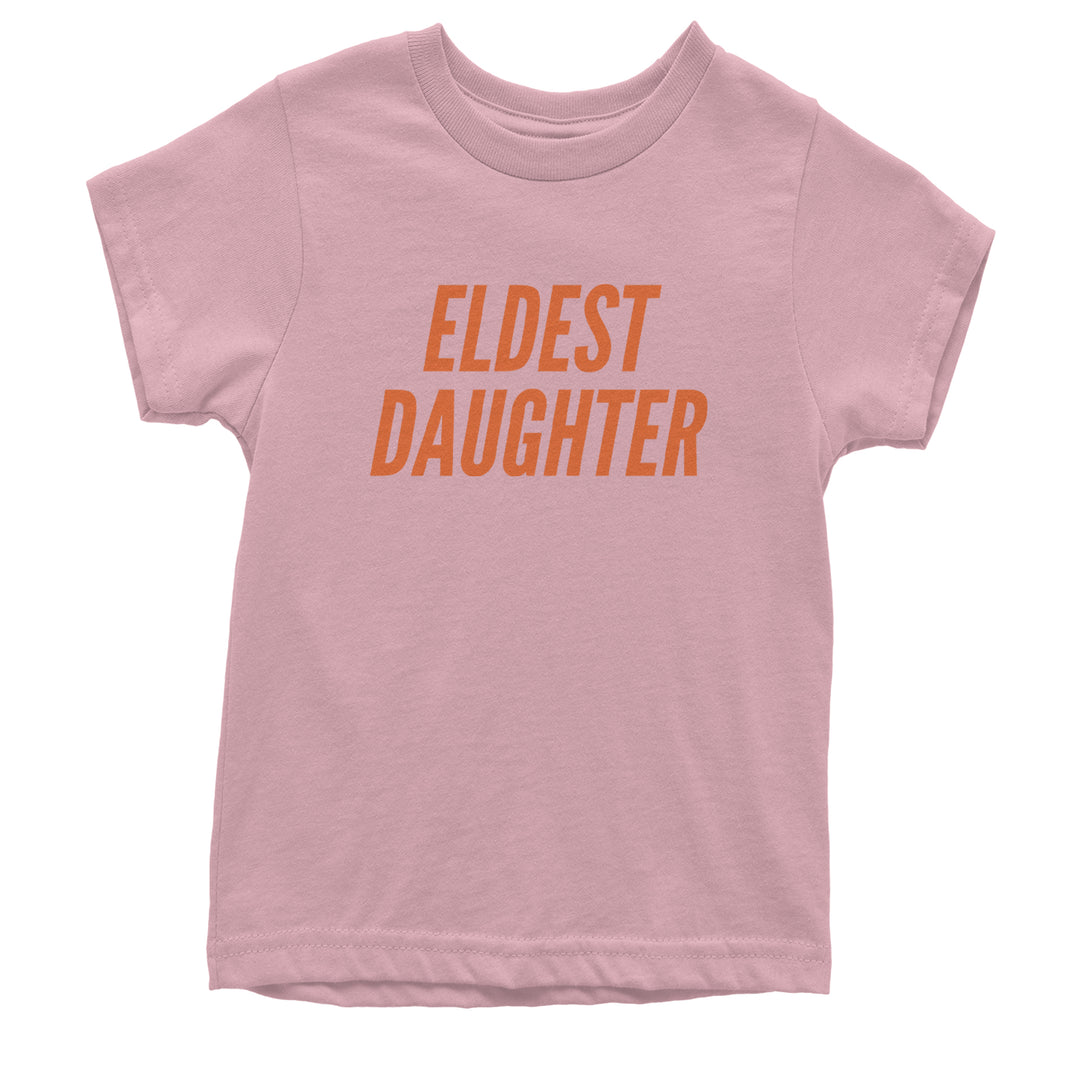 Eldest Daughter graphic on Kids' Heavyweight Cotton T-Shirt in Light Pink