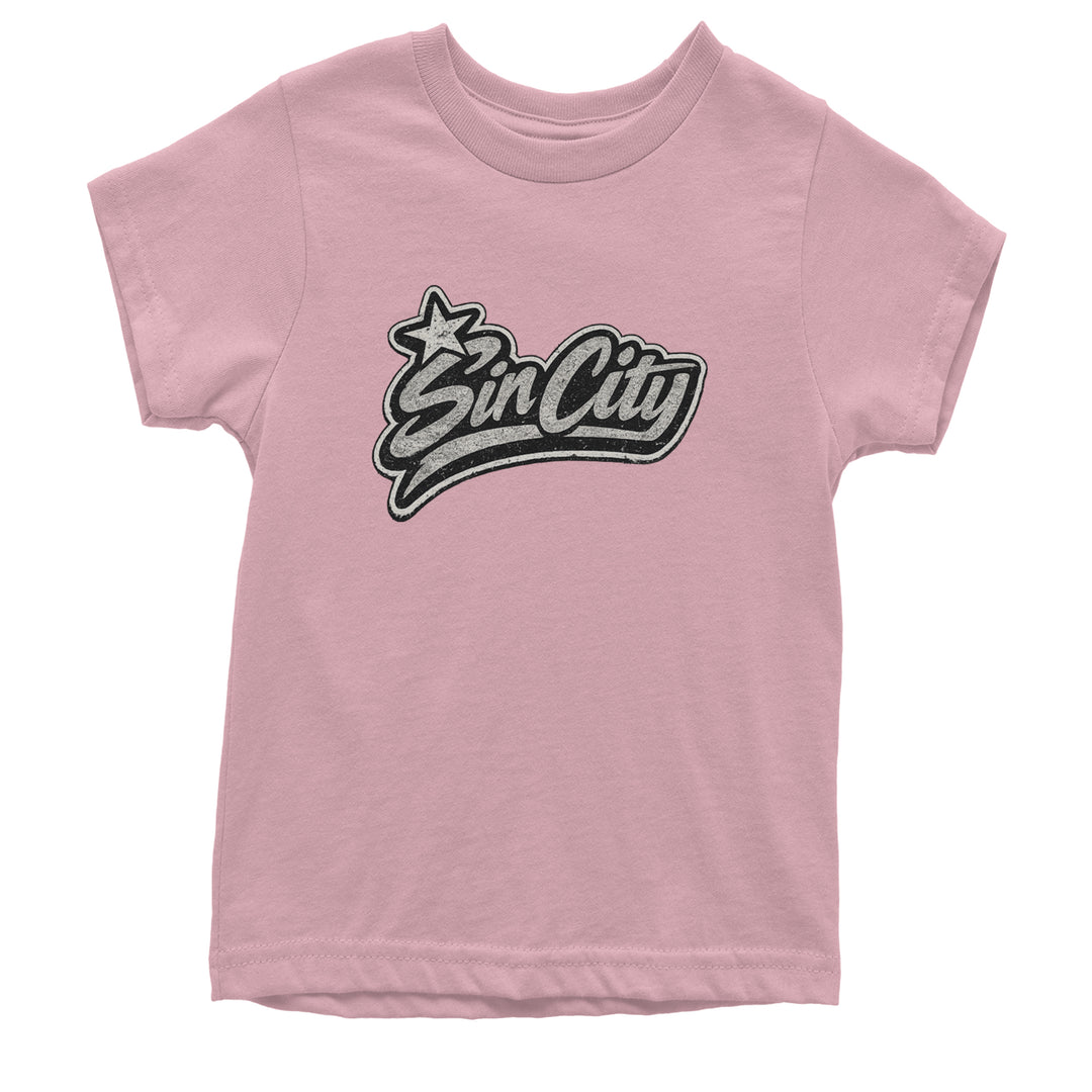 Sin City Vegas Retro Vintage Youth T-shirt Light Pink