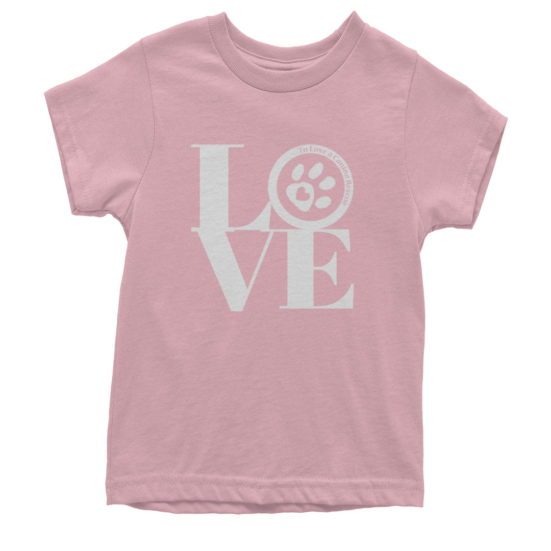 TLC LOVE Dog Rescue Youth T-shirt Light Pink