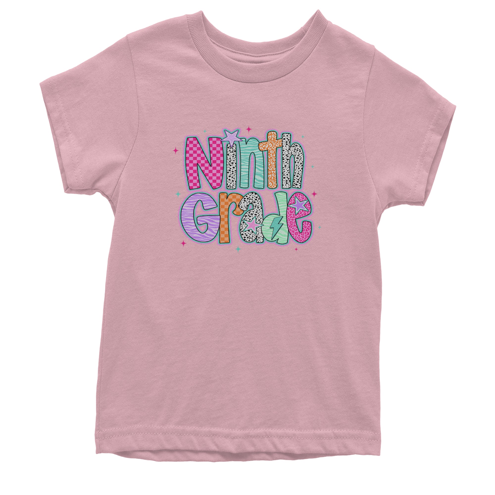Ninth Grade Freshman Vibes Colorful Back to School Youth T-shirt Light Pink