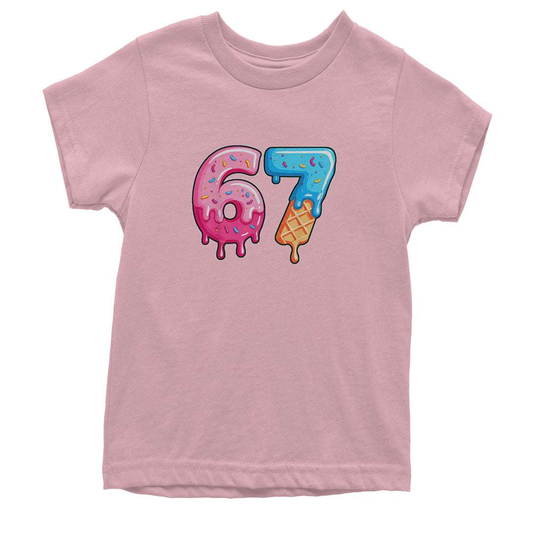 67 Dripping Ice Cream Donut Melt Youth T-shirt Light Pink