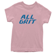 All Grit Detroit Football graphic on Kids' Heavyweight Cotton T-Shirt in Light Pink