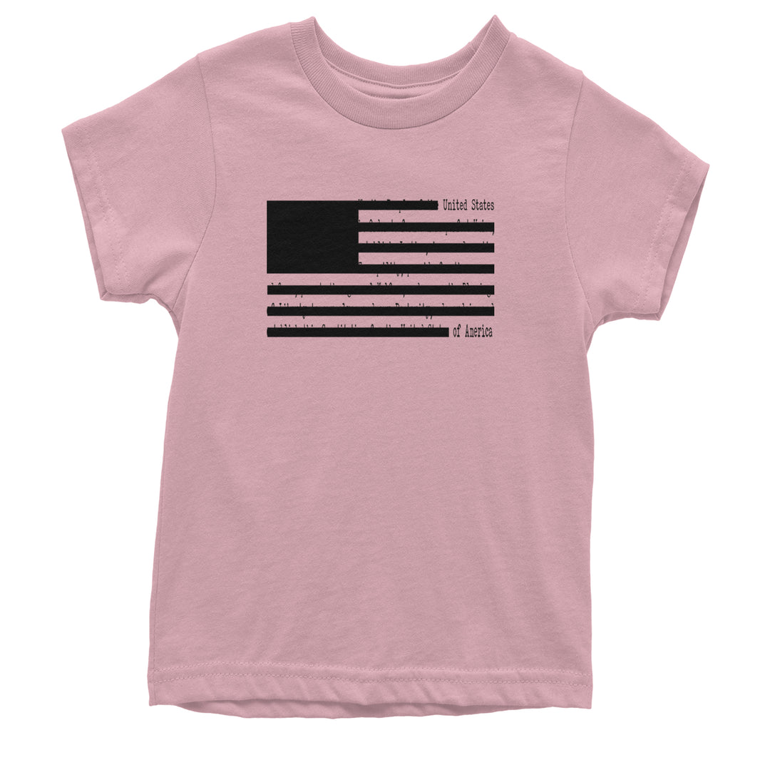 Redacted American Flag Youth T-shirt Light Pink