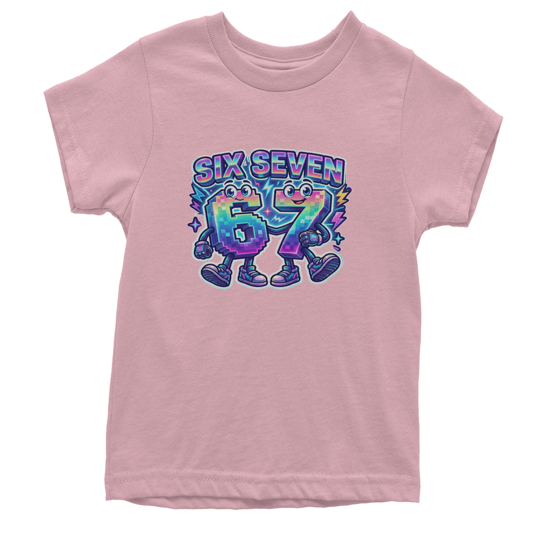 Six Seven 67 Retro Pixel Buddies Youth T-shirt Light Pink