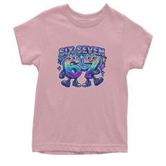 Six Seven 67 Retro Pixel Buddies Youth T-shirt Light Pink