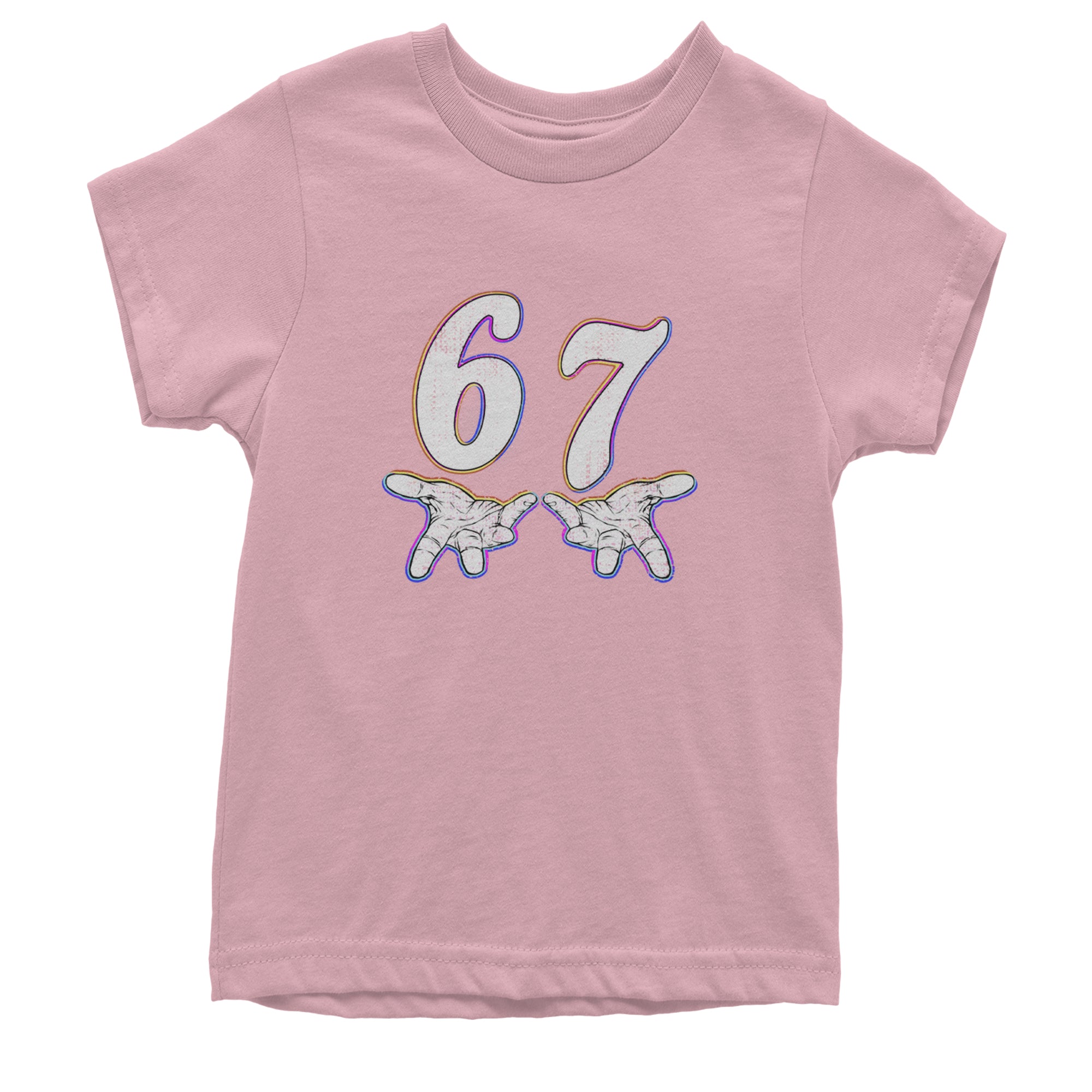 67 Hands Meme Viral Drill Youth T-shirt Light Pink