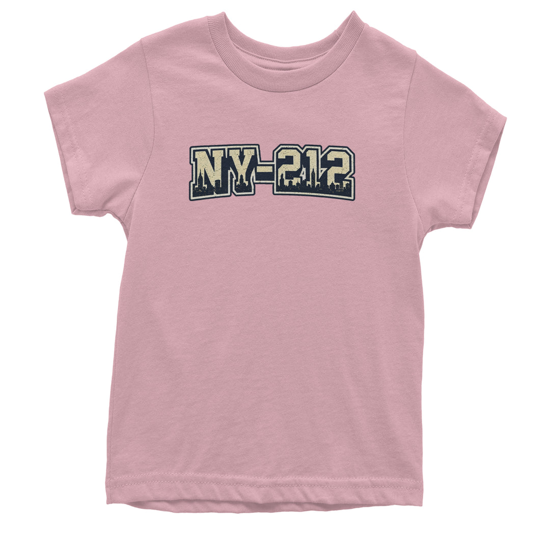 New York City 212 Area Code Skyline  Youth T-shirt Light Pink