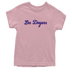 Los Doyers LA Baseball Youth T-shirt Light Pink