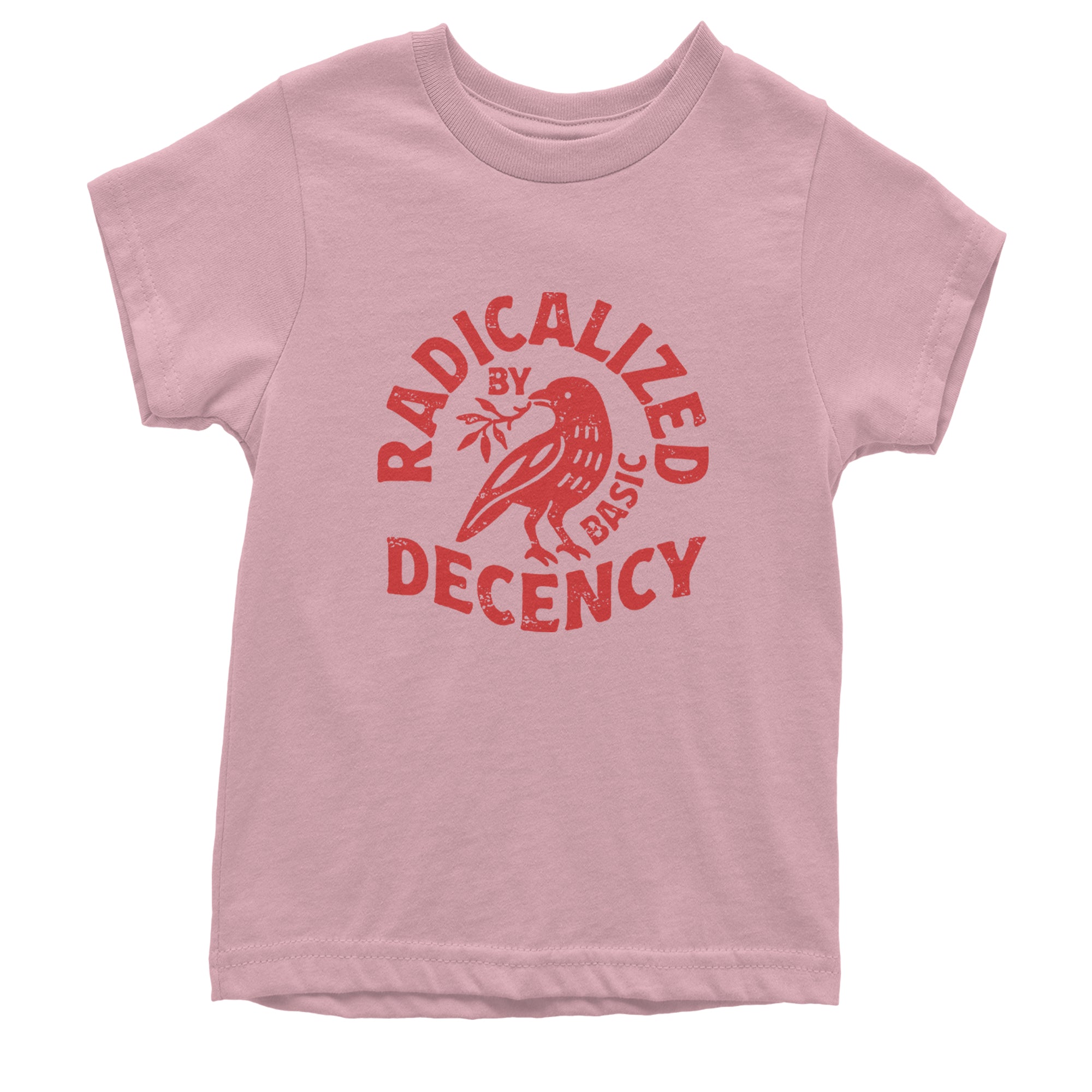 Radicalized by Basic Decency Dove Protest Statement Youth T-shirt Light Pink