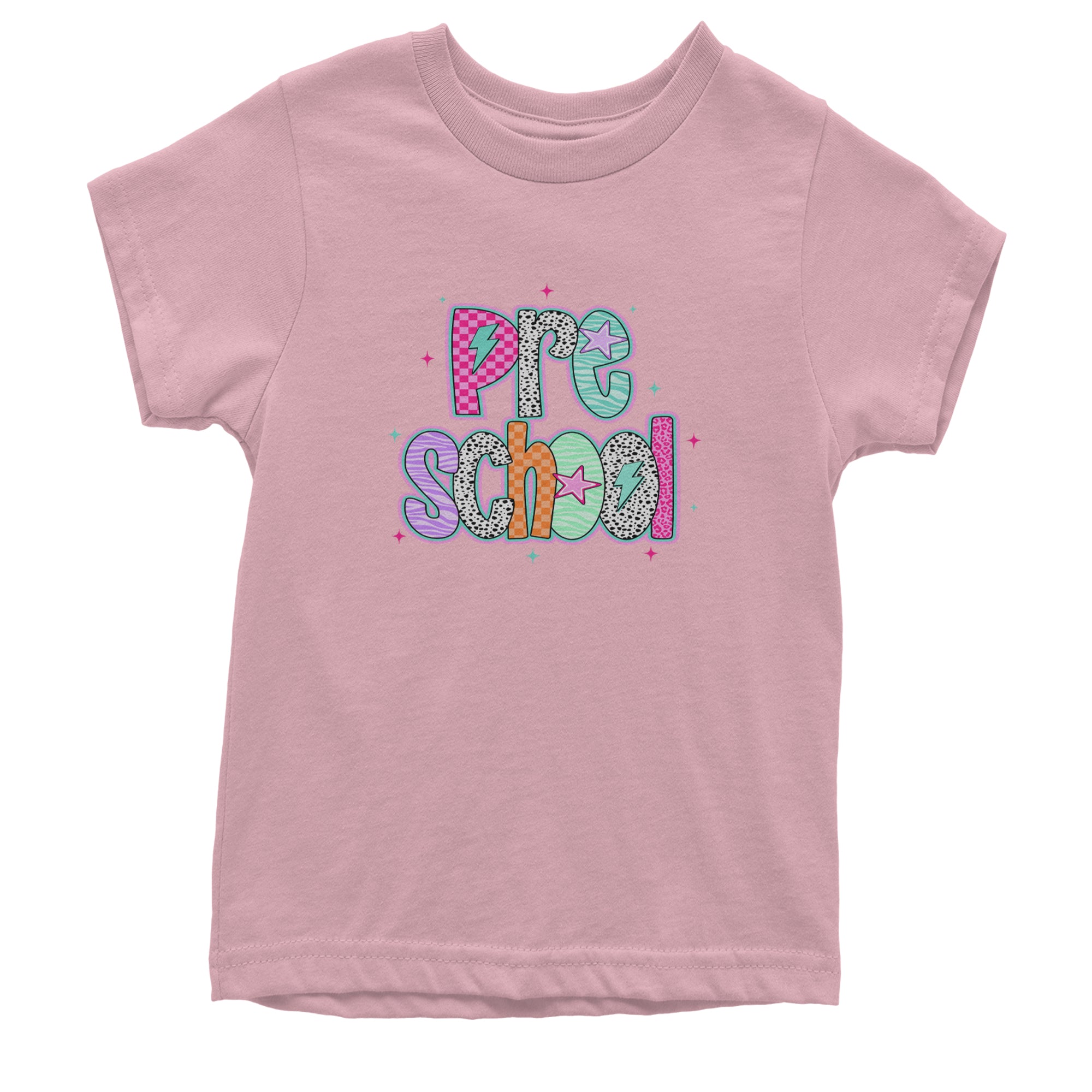 Preschool Power Colorful Back to School Youth T-shirt Light Pink