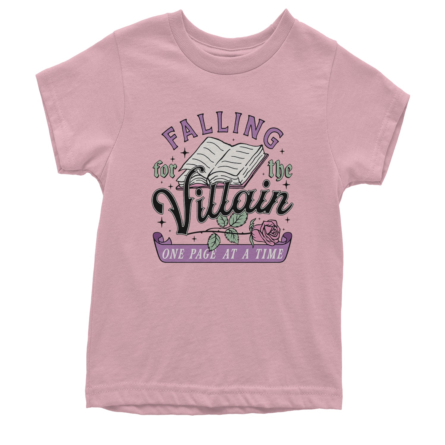 Falling For The Villain One Page At A Time Youth T-shirt Light Pink