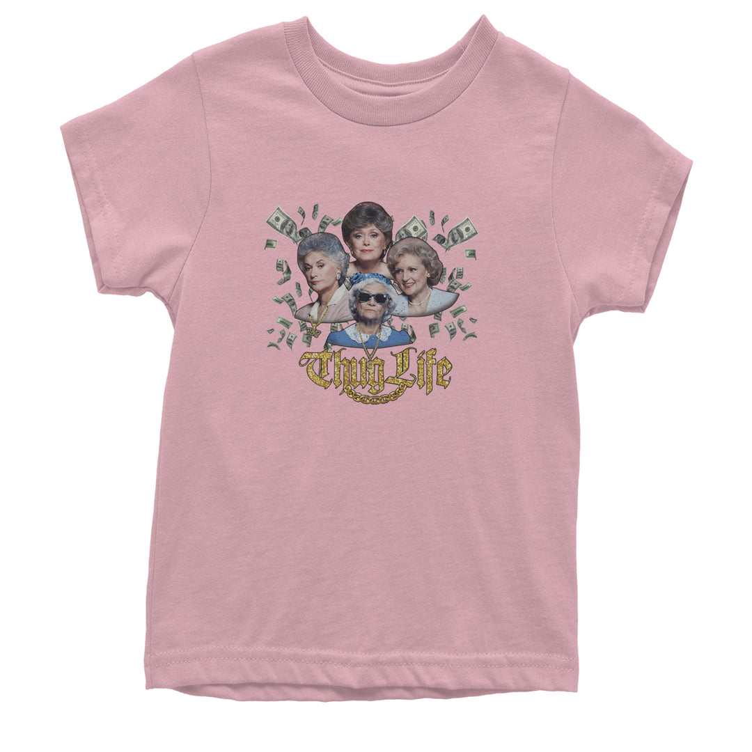 Golden Chain Thug Life Girls Youth T-shirt Light Pink