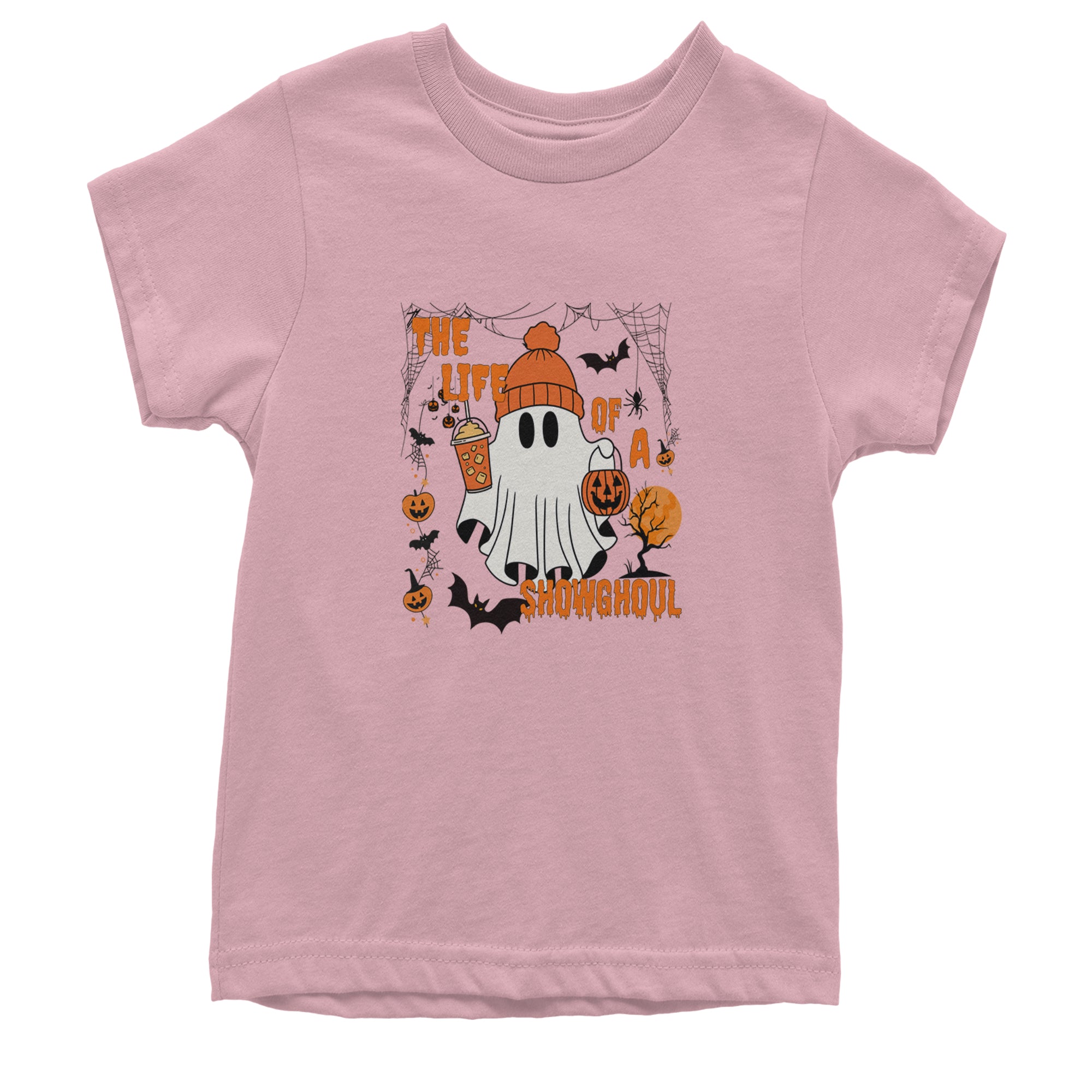 Life of a Showghoul Halloween Showgirl Vibes Youth T-shirt Light Pink