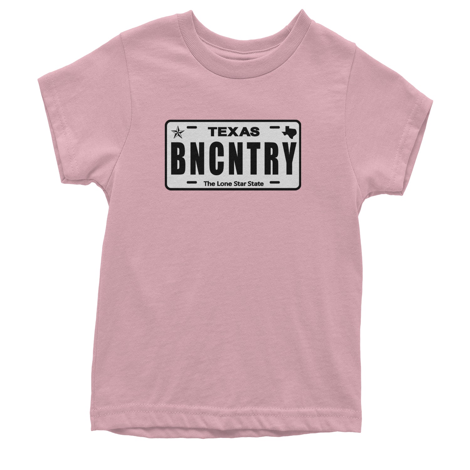 Texas License Plate BNCNTRY Youth T-shirt Light Pink