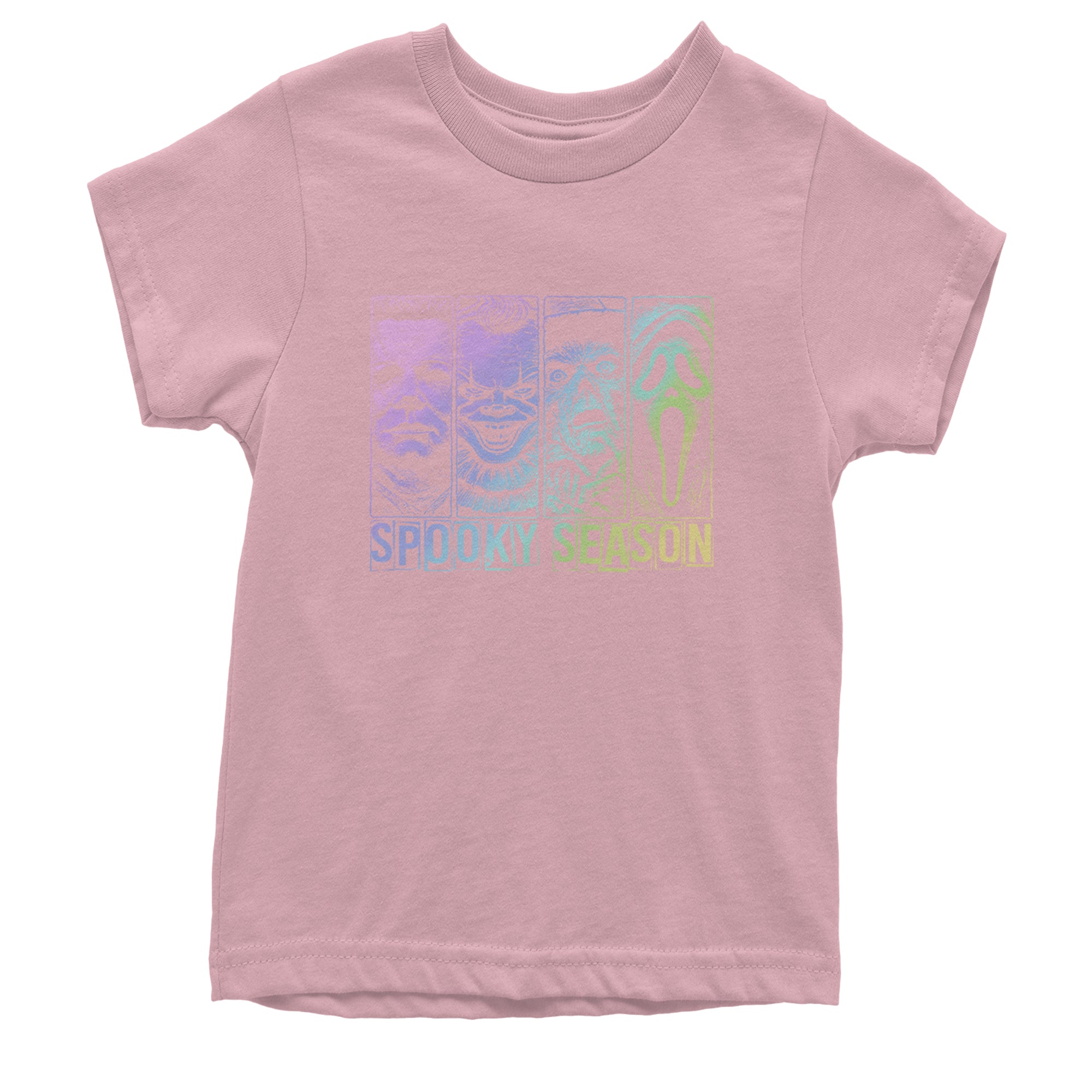 Spooky Season Horror Icons Halloween Youth T-shirt Light Pink