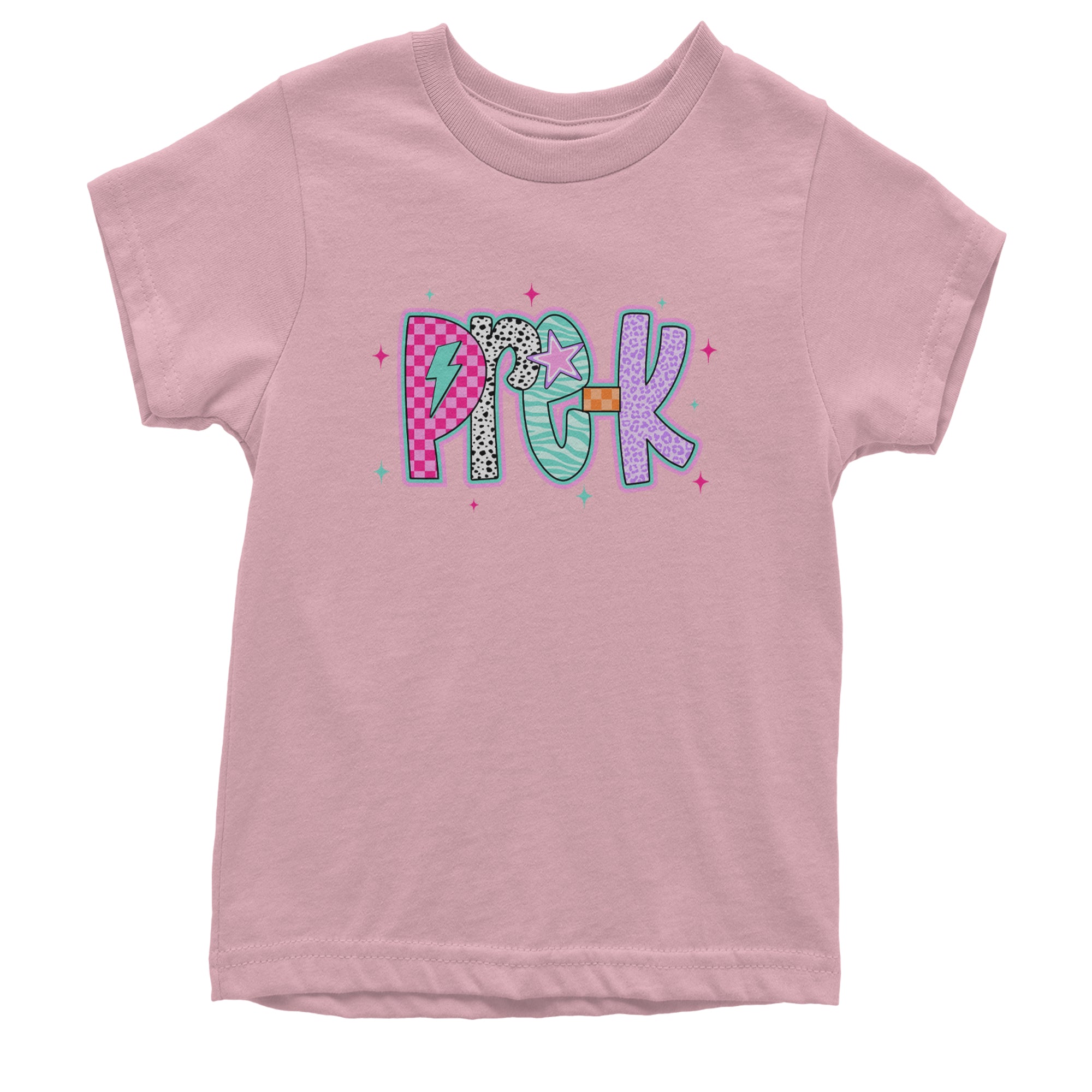 Pre-K Party Time Colorful Back to School Youth T-shirt Light Pink