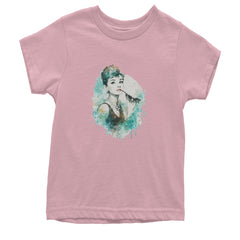 Mrs. Herpburn Iconic Watercolors Youth T-shirt Light Pink