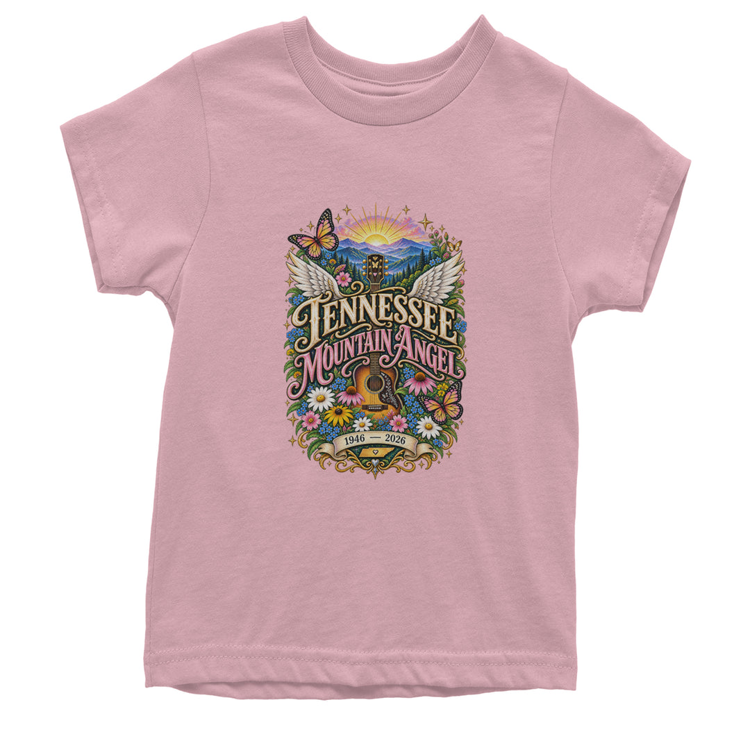 Tennessee Mountain Angel Wings Dolly Youth T-shirt Light Pink