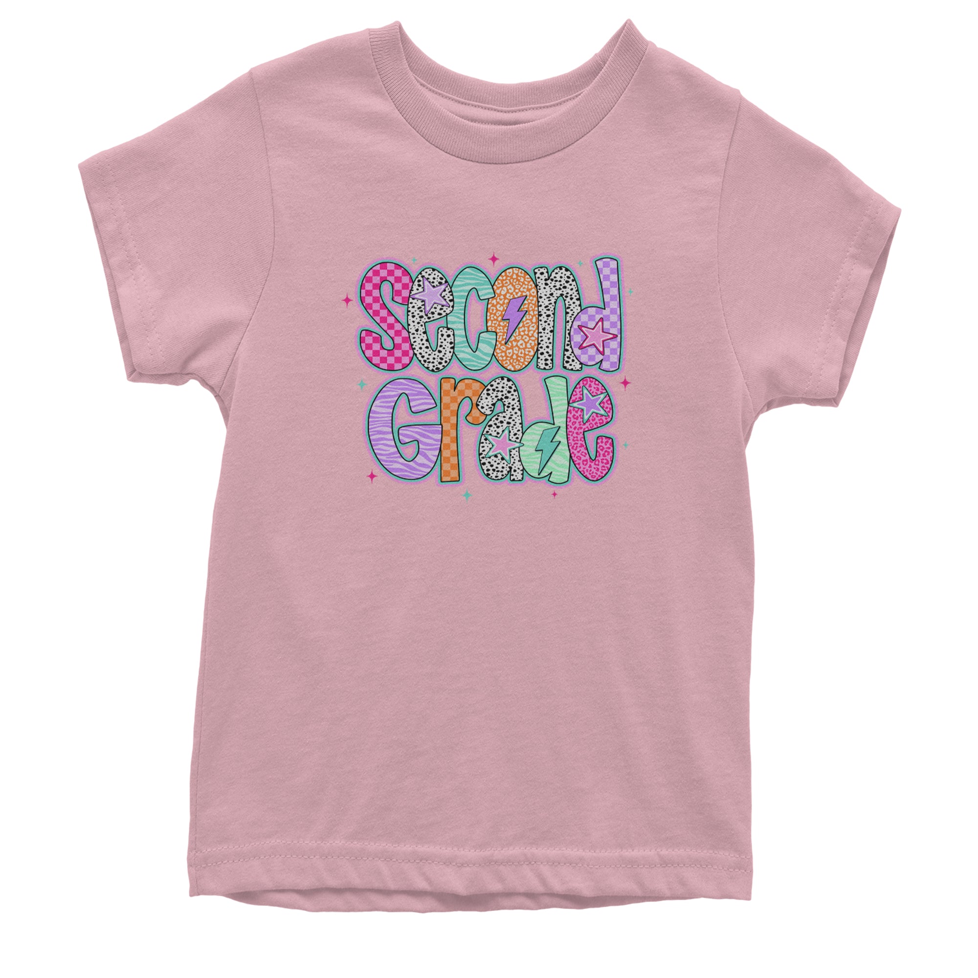 Second Grade Star Colorful Back to School Youth T-shirt Light Pink