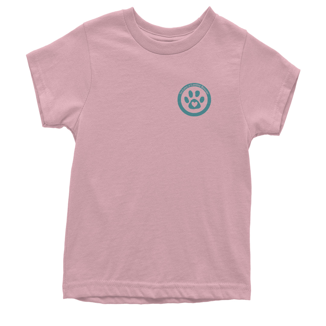 TLC To Love a Canine Dog Rescue Teal Youth T-shirt Light Pink