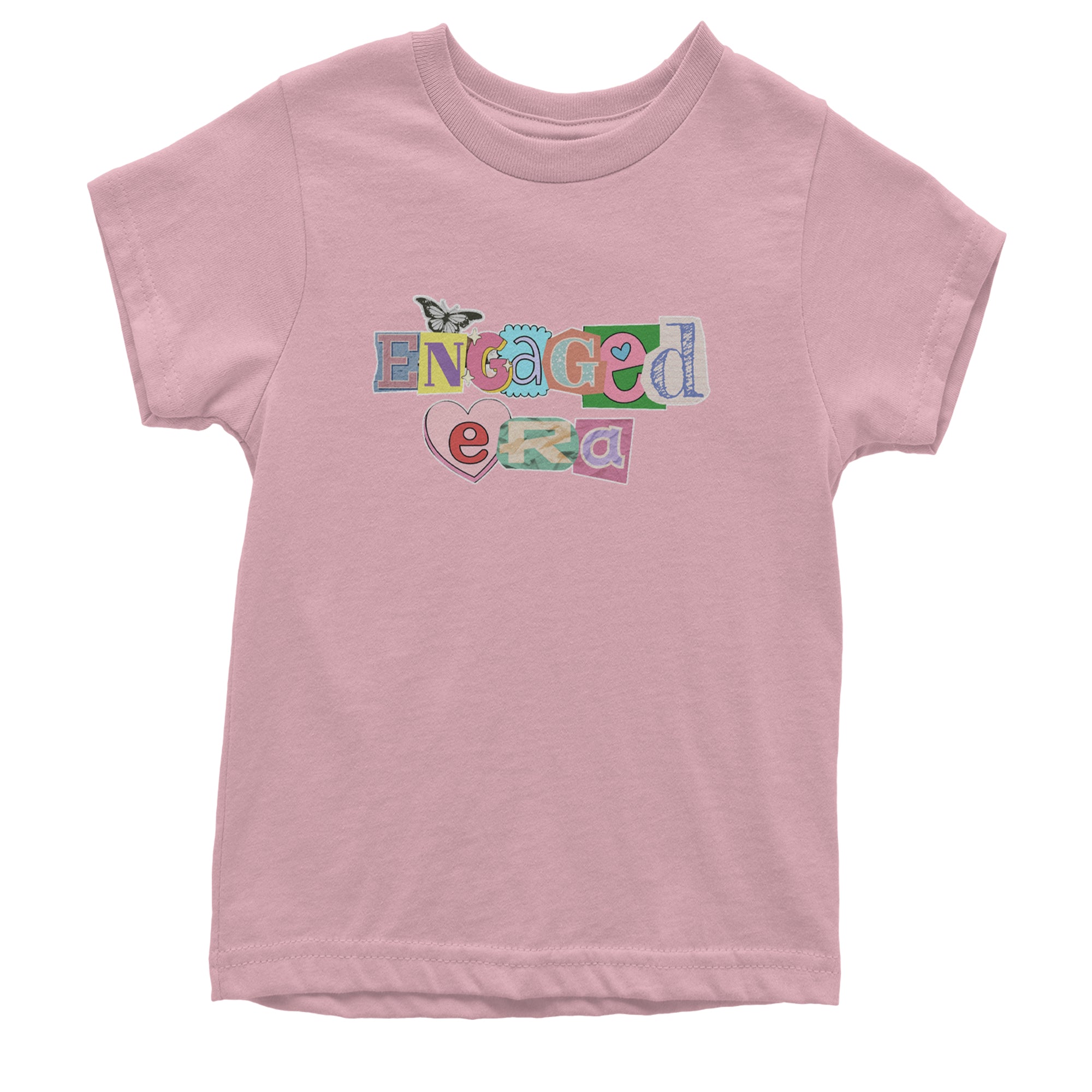Engaged Era Aesthetic Retro Collage Design Youth T-shirt Light Pink