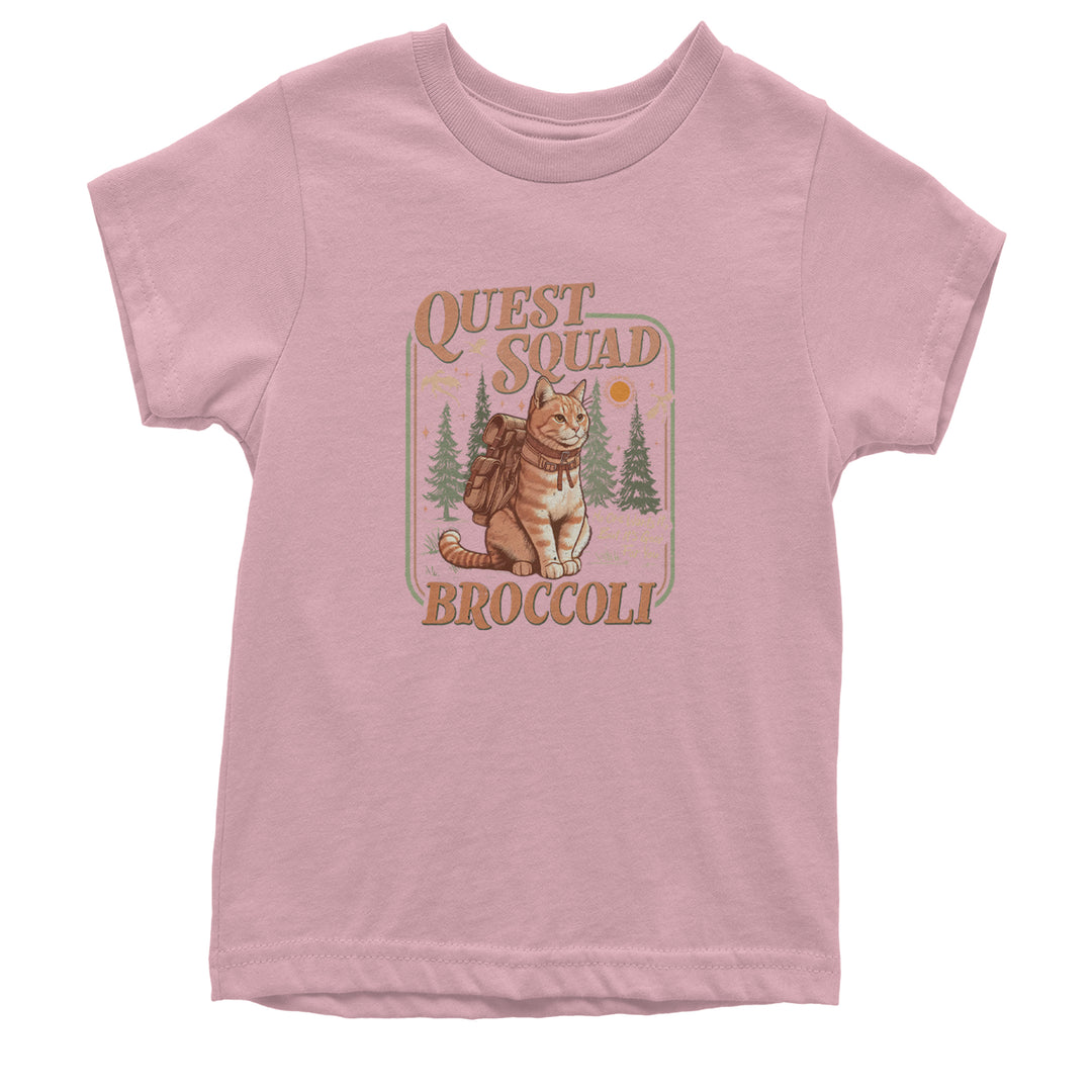 Quest Squad Broccoli Cat Fantasy Reader  Youth T-shirt Light Pink