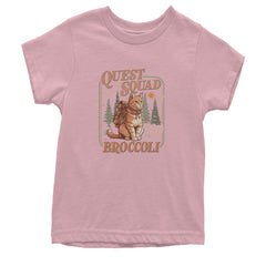 Quest Squad Broccoli Cat Fantasy Reader  Youth T-shirt Light Pink