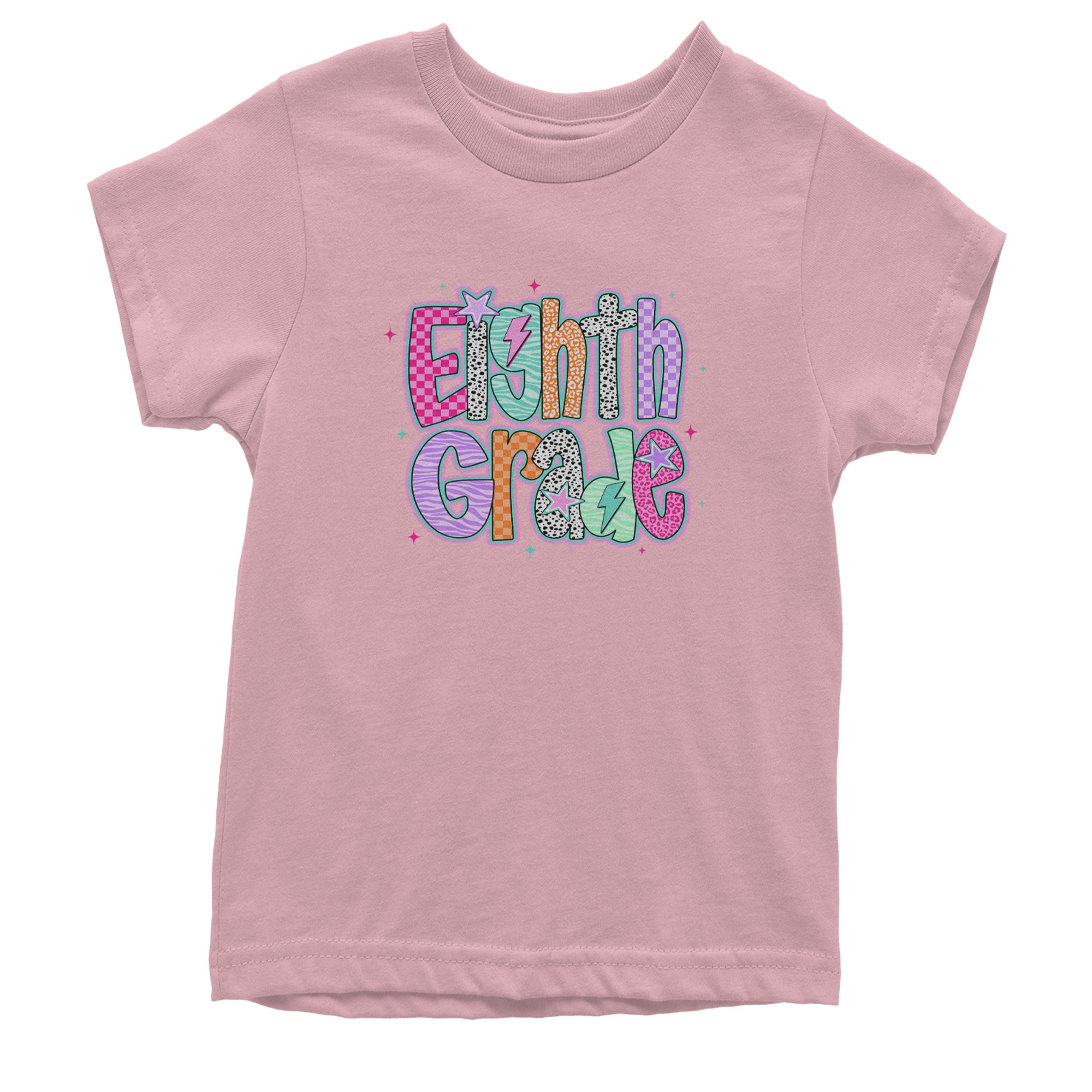 Eighth Grade Energy Colorful Back to School Youth T-shirt Light Pink