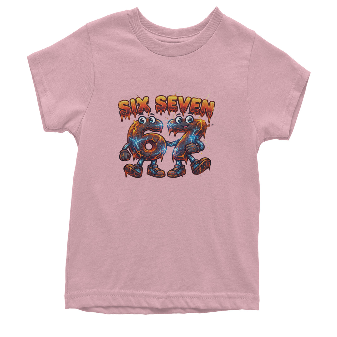 67 Lava Lightning Six Seven Meme Youth T-shirt Light Pink